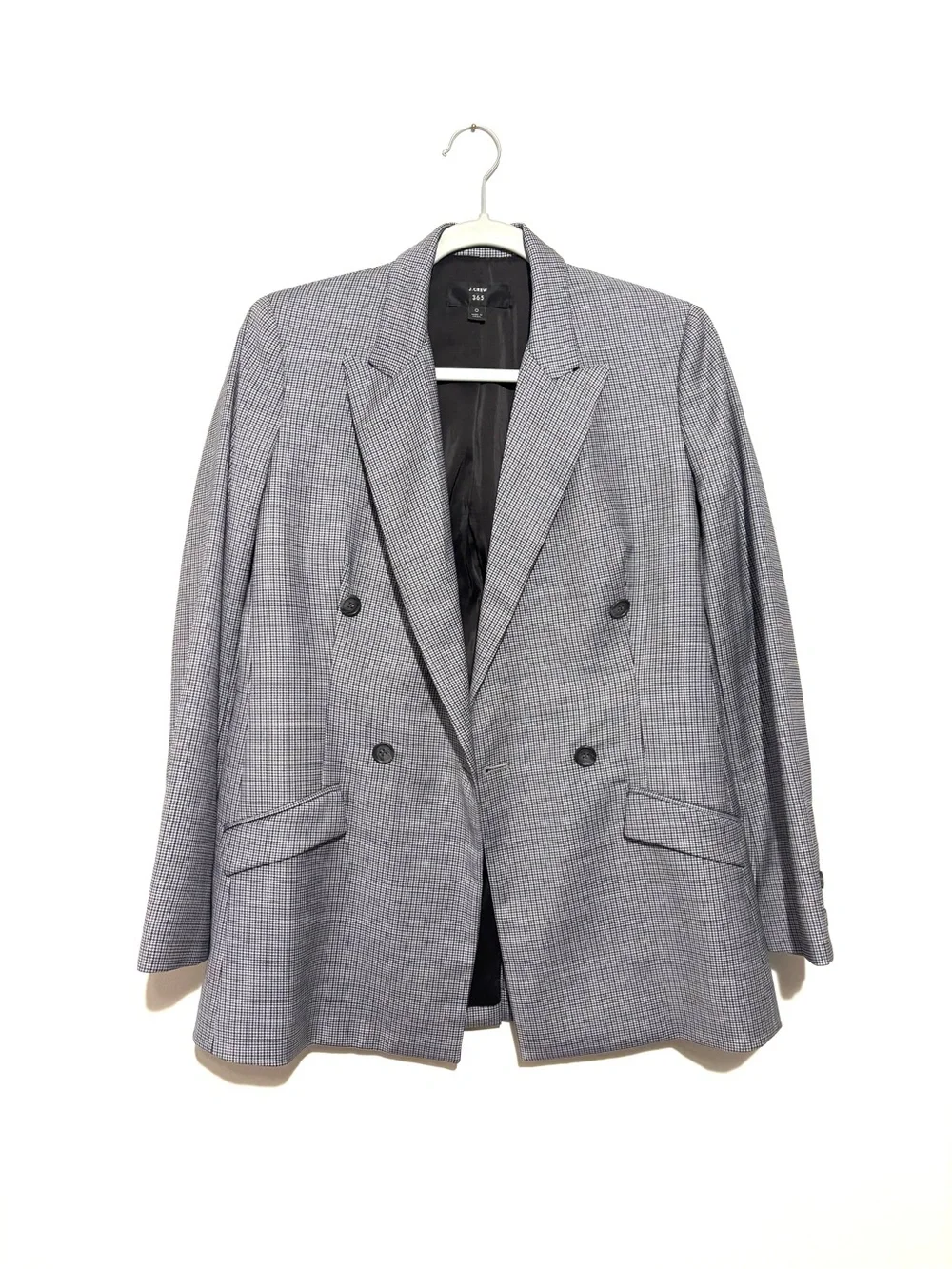 J. Crew 365 Gray Glen Plaid Double-Breasted Blazer Size 0